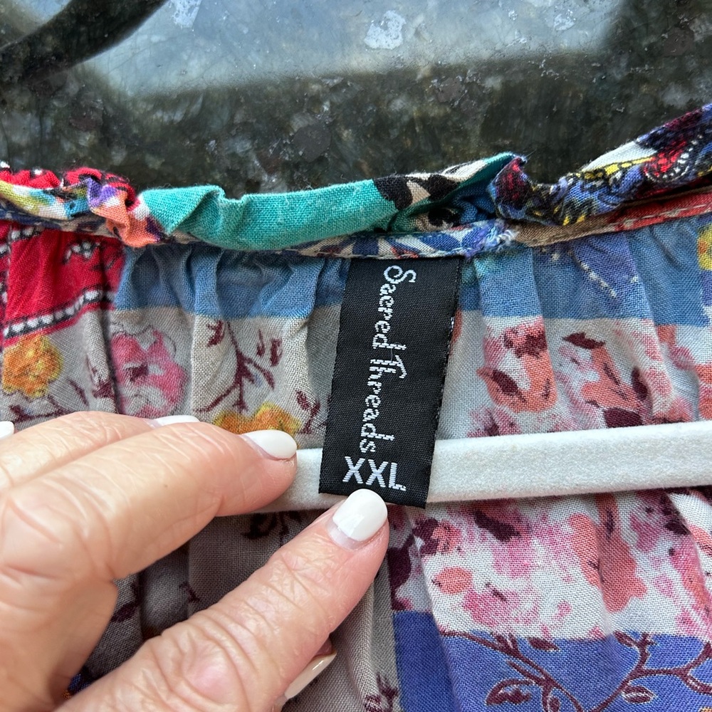 Sacred Threads Patchwork Granola Boho Tiered Ruff… - image 6